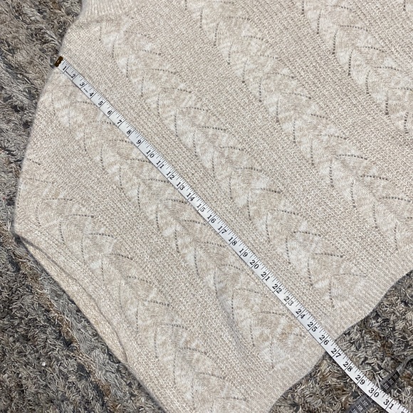 Kori America cream beige pull over knit poncho cover sweater mock neck sz S/M - Picture 3 of 7